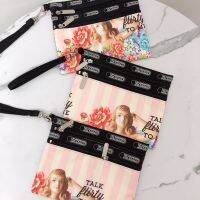 Lesportsac 2023 กระเป๋าใส่เหรียญลำลองแฟชั่นเรียบง่ายกระเป๋าคลัทช์ซิปคู่กระเป๋าคลัทช์ขนาดใหญ่