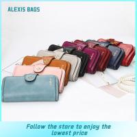 กระเป๋า ALEXIS กระเป๋าสตางค์กระเป๋าใส่เงินสามารถจุบัตรได้มากที่ถือหนัง PU กระเป๋าถือยาวกระเป๋าคลัทช์ซิป Dompet Koin ผู้หญิง