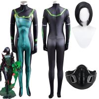 ✤ FYUJDFGF Game Valorant Viper Accessories Costume Print Jumpsuit Bodysuit Wig Sets Kids