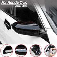 2ชิ้นสำหรับ Honda 10Th Gen Civic กระจกมองหลังด้านนอกฝาครอบคาร์บอนไฟเบอร์ไฮไลต์กระจกสีดำฝาครอบผลิตภัณฑ์รถยนต์