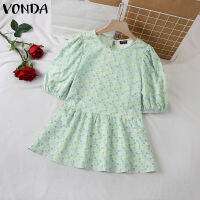 (จัดส่งฟรี)Fancystyle VONDA แฟชั่นของผู้หญิงเสื้อเสื้อเป็นชั้นๆพิมพ์ลายดอกไม้เสื้อสวมหัวทรงเอไลน์ #2