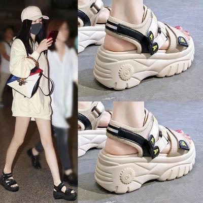 CODff51906at Korean Womans Sandals 6cm Thick Soles Casual Sandals Women Buckle Sandals Slipper