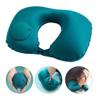 Inflatable Travel Neck Pillow Air Pump Comfortable U-Shape Headrest Support With Compression Bag For Office Train Car Airplane Travel pillows