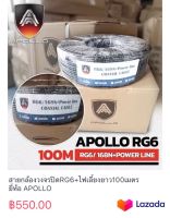 สายกล้องวงจรปิดRG6+ไฟเลี้ยงยาว100เมตร ยี่ห้อ APOLLO