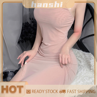 hanshi [2023 new HOT FASHION] lazlook ชุดเดรสถักคอวีคล้องคอเซ็กซี่สำหรับผู้หญิงชุดนอนแฟชั่นใส่สบายใส่อยู่บ้าน