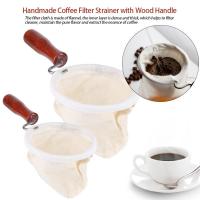 Reusable Coffee Filter Bag Cloth Handmade Coffee Filter Strainer With Wood Handle Filter Pack Pot Flannel Cloth Mesh Basket Tool Electrical Connectors