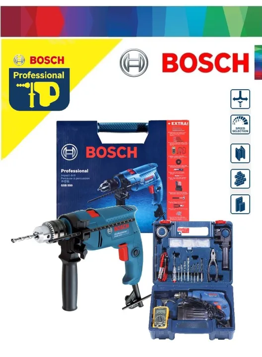 Bosch GSB 550 Electrician 13mm Impact Drill Set, Impact drill Lazada