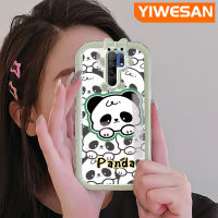 YIWESAN เคสสำหรับ Xiaomi MI Redmi 9 Prime Poco M2การ์ตูนน่ารักแพนด้าสีสันสดใสกล้องมอนสเตอร์ตัวน้อยนิ่มสำหรับเลนส์กันกระแทกแบบใสเคสมือถือง่ายฝาครอบป้องกันซิลิโคนความคิดสร้างสรรค์โปร่งใส