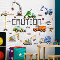 Construction Vehicles Wall Decals Tractor Excavator Crane Wall Stickers Kids Bedroom Boys Room Playroom Kindergarten Wall Decor