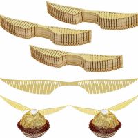 50pcs Gold Pearl Paper Wizard Party Chocolate Decoration Angel Wings Cake Topper Hollowed Wings Chocolate Decor Party Favors