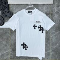 High Quality Chrome Heart Official Website CHt-shirt Male Cross Solid Color White Male