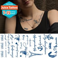 juice ink natural temporary sticker tattoo english letter heartbeat simple tattoo long lasting 7-15 days semi-permanent tattoos Stickers