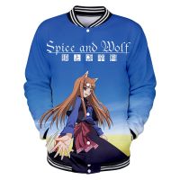 【CW】 Spice and Wolf Anime Baseball Jackets Women/Men Fashion Sleeve Jacket Prints Streetwear