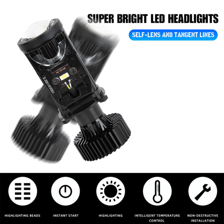 หลอดไฟหน้าเลนส์-led-สำหรับไดรฟ์ซ้ายไฟ-h4ไฟสูง-ต่ำความสว่างสูงสะดวกไฟหน้ารถ