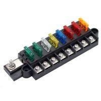 Automotive Boat Marine 8 Way Blade Fuse Box 12~32V 4 Circuit Fuse Block with Cover Fuses  Accessories