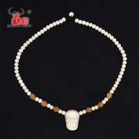 1PC คุณภาพสูง Handmade แกะสลัก Yak Bone ลูกปัดสร้อยคอ Skull จี้ผู้หญิงผู้ชาย Punk สไตล์ Choker