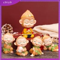 CHIZH ของขวัญสำหรับเด็ก โมเดลของเล่นจำลอง ของตกแต่งประติมากรรมเรซิน ของตกแต่งบ้าน รูปปั้นรูปปั้นรูปปั้น ของตกแต่งภายในรถยนต์ Monkey King เครื่องประดับ เครื่องประดับสำหรับรถยนต์ ฟิกเกอร์ Wukong