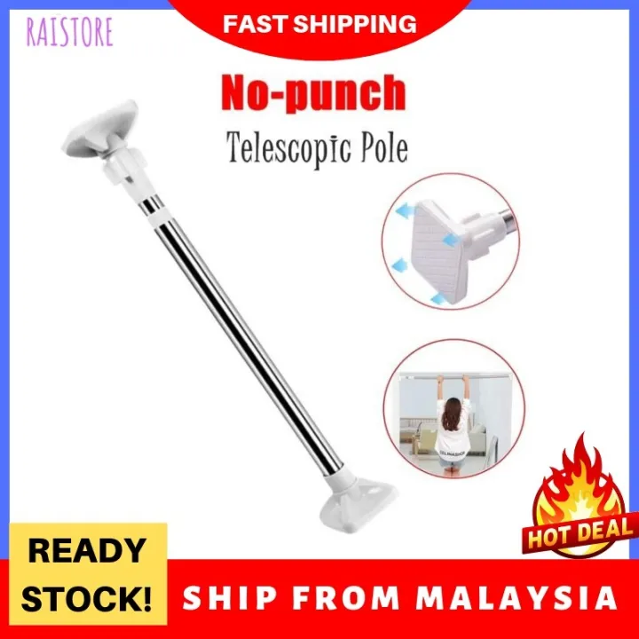 Curtain Rod Langsir Besi Telescopic Pole Adjustable DIY Stainless Steel