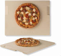 ROCKSHEAT Pizza Stone 12" x 15" Rectangular Baking &amp; Grilling Stone, Perfect for Oven, BBQ and Grill. Innovative Double - faced Built - in 4 Handles Design