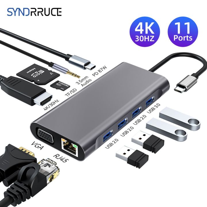 11ใน1-usb-c-ฮับ-type-c-ถึง4k-hdmi-usb-ที่เข้ากันได้-usb-3-0อะแดปเตอร์มัลติฟังก์ชั่แท่นวางมือถือสำหรับ-macbook-air-เลอโนโว-xiaomi-feona