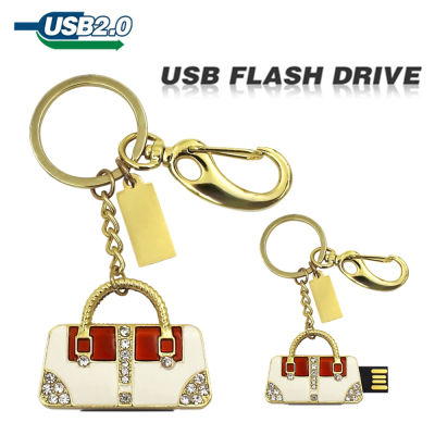 Hot Usb Flash Drive Golden และ Sliver กระเป๋าถือเพชรกระเป๋า U Disk ไดรฟ์ปากกาของขวัญเครื่องประดับ4Gb 8Gb 16Gb 32Gb 64Gb Pendrive Memory Disk