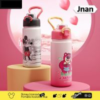 Jnan【?กระบอกน้ำสตรอเบอร์รี่หมีเด็ก600มล. มือจับถ้วยน้ำร้อนแบบพกพา316สแตนเลสสตีลลายการ์ตูนนักเรียนน่ารักมูลค่าสูง