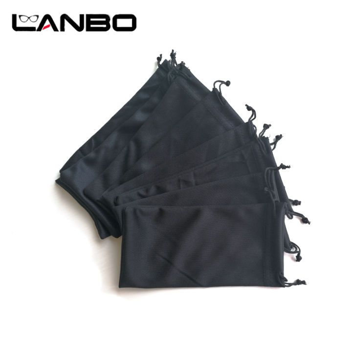 lanbo-50ชิ้นสีดำไมโครไฟเบอร์แว่นกันแดดแว่นตากระเป๋าอะคริลิ-fibres-ขายส่งถุงผ้านุ่มแว่นตากรณีแว่นตา-a-cessories