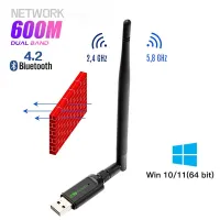 ตัวแปลงบลูทูธไวไฟ USB ฟรีไดร์เวอร์สำหรับ Windows OS Dual Band 2.4G 5Ghz 600Mbps การ์ดเน็ตเวิร์กไร้สาย