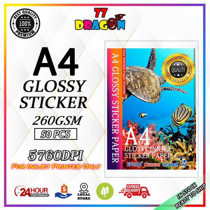 A4 GLOSSY STICKER PAPER 50PCS/PKT (260GSM) | Lazada