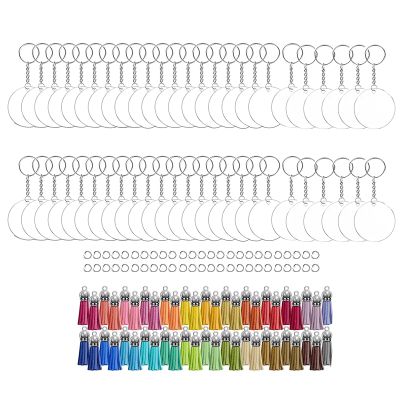 300Pcs Acrylic Keychain Blanks Clear Acrylic Circles Discs Transparent for DIY Keychain Craft Project