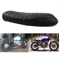 SAFFEN Black Motorcycle Cafe Racer Seat Scrambler เบาะแบนแบนย้อนยุคสำหรับ Honda CG CB200 CB350 CL350 CB400 Hwmyi