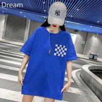 Klein blue national tide super hot cotton short-sleeved T-shirt Womens Mid-length loose all-match top V729