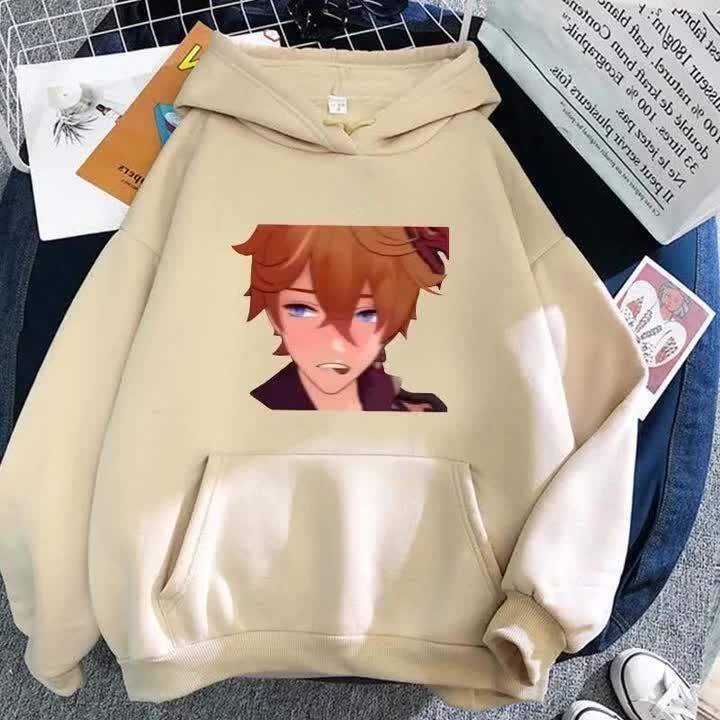 Genshin Impact Childe Lip Bite Hoodie ผู้หญิงผู้ชาย Harajuku Graphic