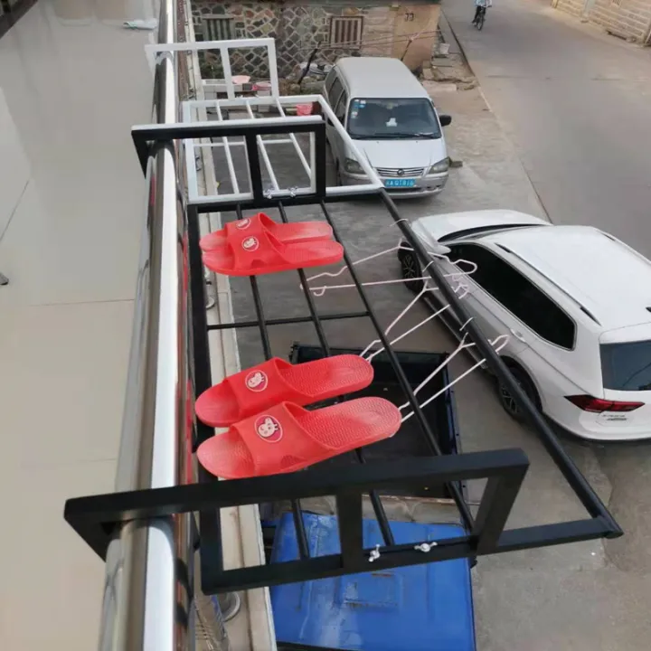 Multifunctional balcony shoe rack railing drying rack anti-theft net ...