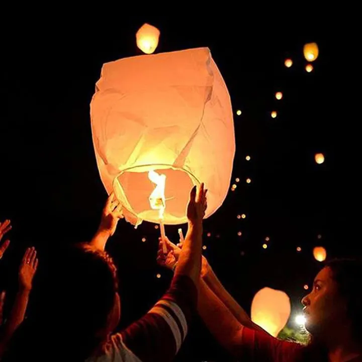 Chinese Paper Sky Flying Wishing Lanterns Fly Lamps Light Party Wedding ...