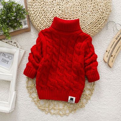 F Kids Girl Sweater Tricots Turtleneck Pullover Baby Winter Tops Solid Color Sweaters Autumn Boy Girl Warm Sweater Pull