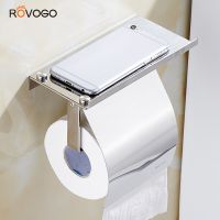 ROVOGO Stainless Steel Toilet Paper Holder with Phone Self  Bathroom Accessories Tissue Roll Dispenser Storage Toilet Roll Holders