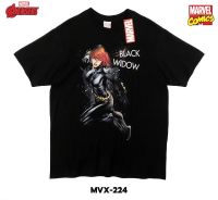 ลิขสิทธิ์แท้จาก Marvel เสื้อยืด ฺBlack Widow แขนสั้นผู้ชาย สีดำ Official licences mvx-224