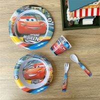 Global New Style~ ชุดจานชาม ช้อนส้อม เมลามีน เรซิน ลายการ์ตูน Lightning McQueen สไตล์เรโทร ห้าชิ้น