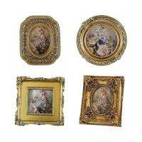 Resin Picture Frame Tabletop Wall Mounted Floral Embossed Ornament Painting Frame Vintage Style Baroque Photo Frame for Wedding