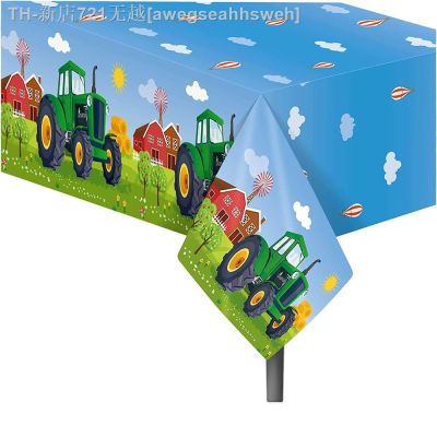 【CW】✌✽  Tractor Tablecloth Disposable Plastic Table Cover Baby Shower Themed Birthday Supplies