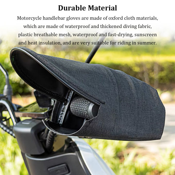 1-2-3-5ถุงมือถุงมือจับแฮนด์2ชิ้นผ้าอ๊อกซ์ฟอร์ดตาข่ายที่ครอบ-penutup-tangan-ครีมกันแดดระบายอากาศได้กันลมสำหรับสกู๊ตเตอร์จักรยานไฟฟ้าสีเขียว