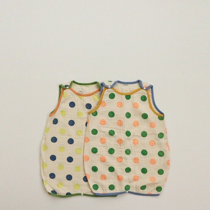 summer-toddler-cotton-tummy-protecting-polka-dot-sleeping-bag-infants-thin-colorful-dot-sleeveless-sleepers
