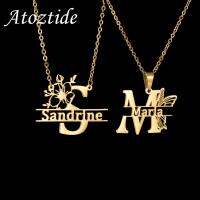 Atoztide เครื่องประดับโซ่สแตนเลสสีทองรูปผีเสื้อจี้สร้อยคอดอกไม้ออกแบบได้ตามต้องการสำหรับของขวัญวันเกิดผู้หญิง