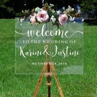 ﹉✉◈ Wedding Welcome Decal Personalized Couples Names and Dates Vinyl Mirror Board Wall Sticker Removable Simple Wedding Decor G209