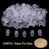 100PCS Plastic Glass Retainer Transparent Mirror Cabinet Fix Clips TP-Hot