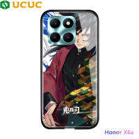 เคส UCUC สำหรับ Honor X6A เคสโทรศัพท์กันกระแทกอนิเมะสำหรับเด็กผู้หญิงผู้หญิงเคสกระจกนิรภัยมันวาวฆ่าปีศาจ Tanjirou Nezuko