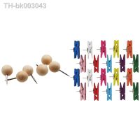 ✠ 130Pcs Round Wood Decorative Push Pins amp; 20X Push Pins With Wooden Clips Pushpins Tacks Thumbtacks Creative Paper Clips