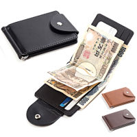 Men Wallet money clip Leather Short Wallet Metal money clip wallet fashion vintage Thin Card Male Organizer money holder solid