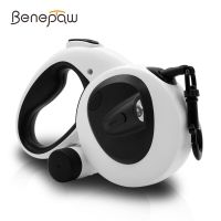 Benepaw สายจูงสุนัข5ม.,สายจูงสุนัขไฟฉาย LED กระเป๋าจำหน่ายอึไม่พันกันสำหรับสุนัขเล็กกลางใหญ่